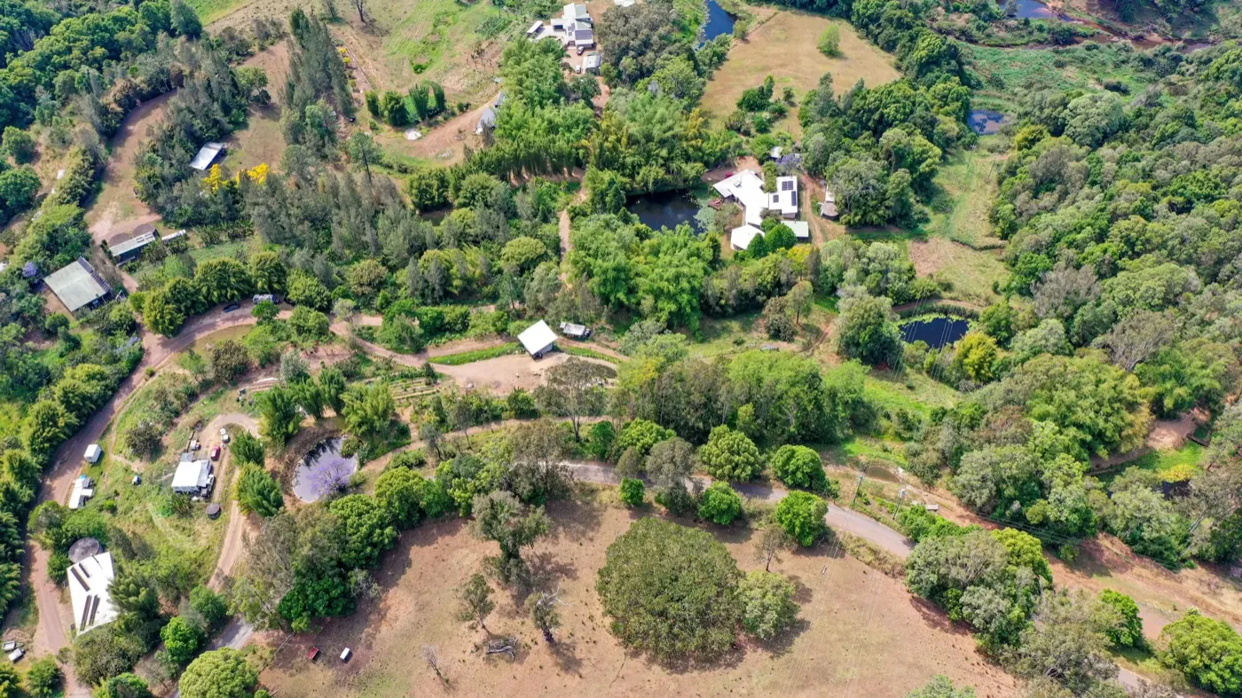 Aerial view of the farm and surrounding eco-hamlet