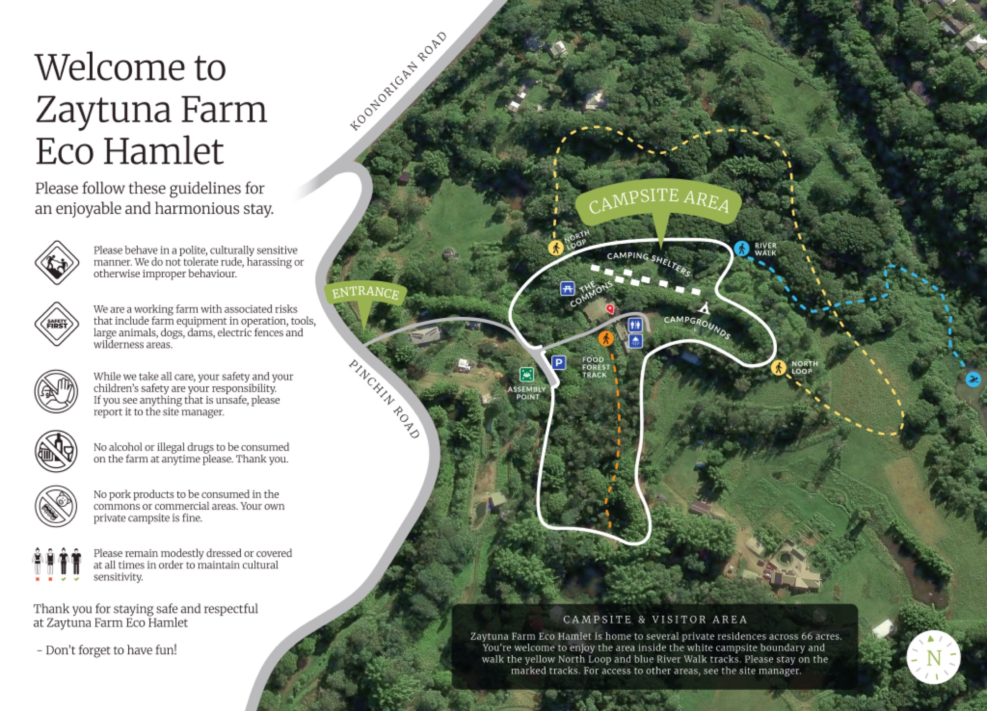 Zaytuna Farm Eco Hamlet guidelines and campsite map