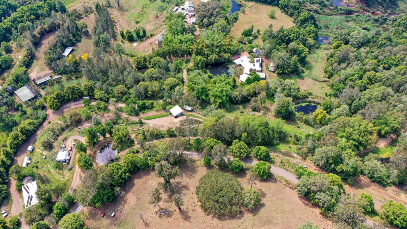 Aerial view of the farm and surrounding eco-hamlet